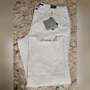 A3 High Rise Demi Boot Cut White Distressed Jeans Lightweight NWT